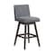 Armen Living Basila Swivel Bar Stool in Gray Oak Wood Finish with Gray Fabric 840254332249 - alternate 1